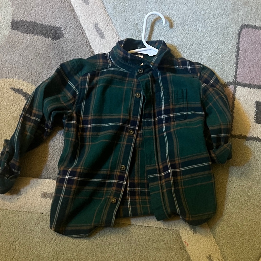 Jumping Beans Green Plaid Button Down Shirt 4t